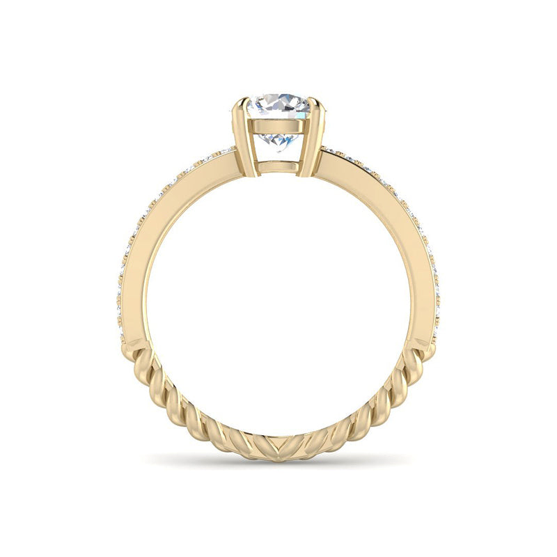 Round Solitaire Intertwined Diamond Band (Yellow Gold)