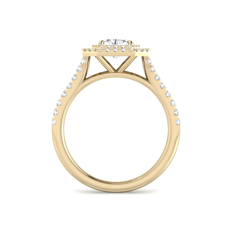 Emerald Cut w. Double Halo (Yellow Gold)