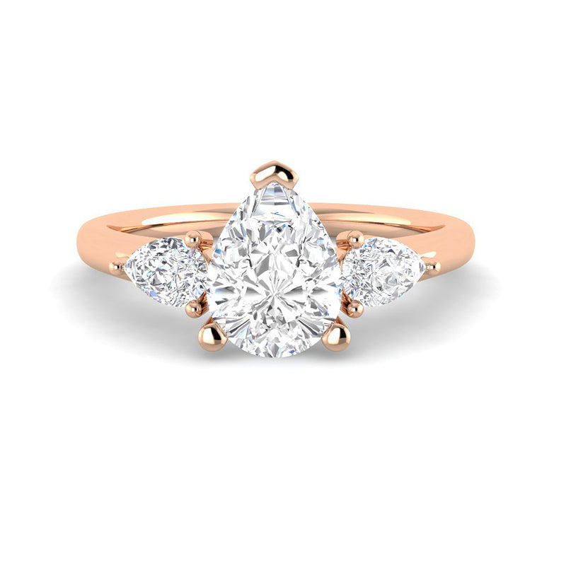 Pear Solitaire Trilogy Side Stone Setting (Rose Gold)