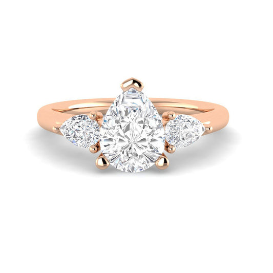 Pear Solitaire Trilogy Side Stone Setting (Rose Gold)