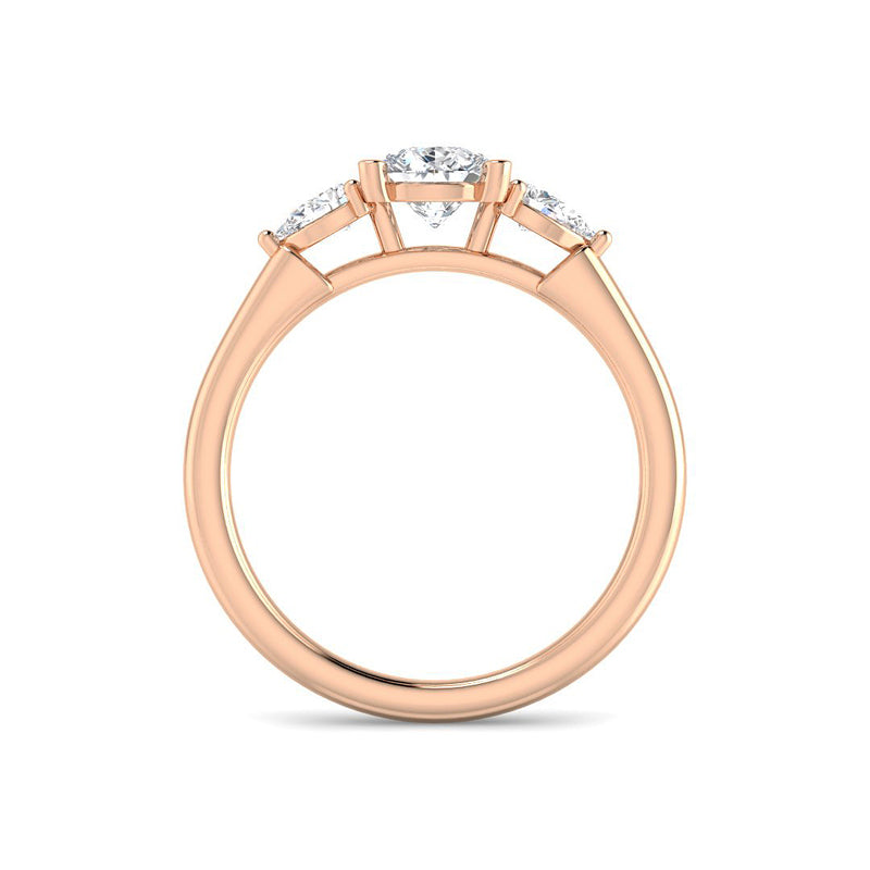 Pear Solitaire Trilogy Side Stone Setting (Rose Gold)