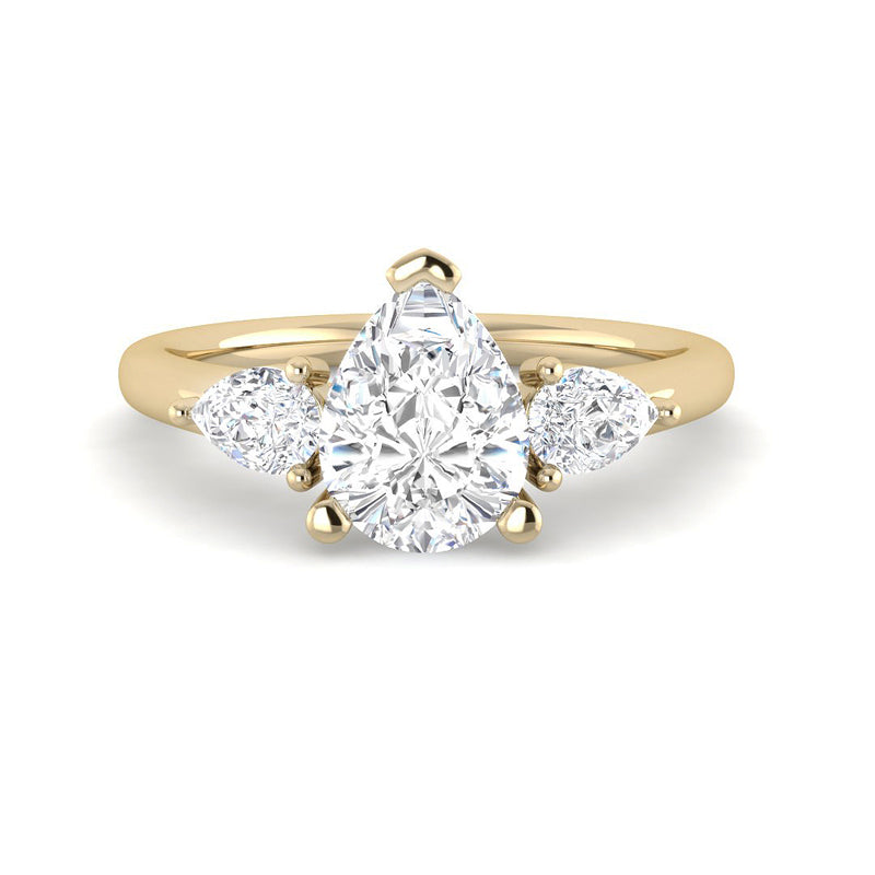 Pear Solitaire Trilogy Side Stone Setting (Yellow Gold)