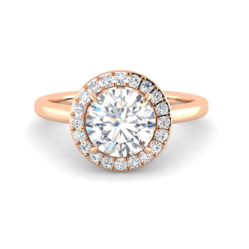 Round Solitaire w. Halo (Rose Gold)
