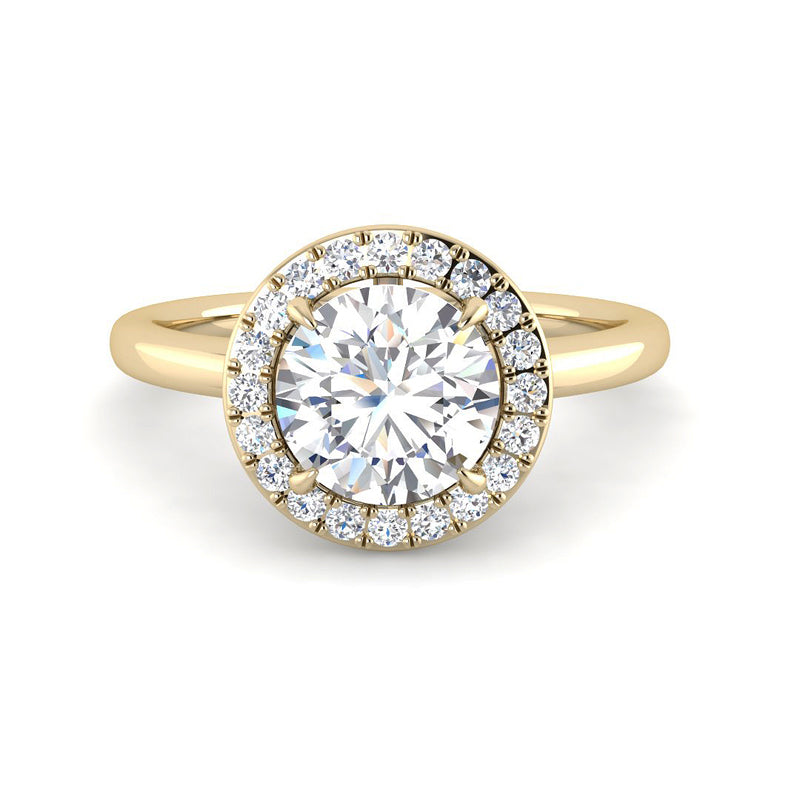 Round Solitaire w. Halo (Yellow Gold)