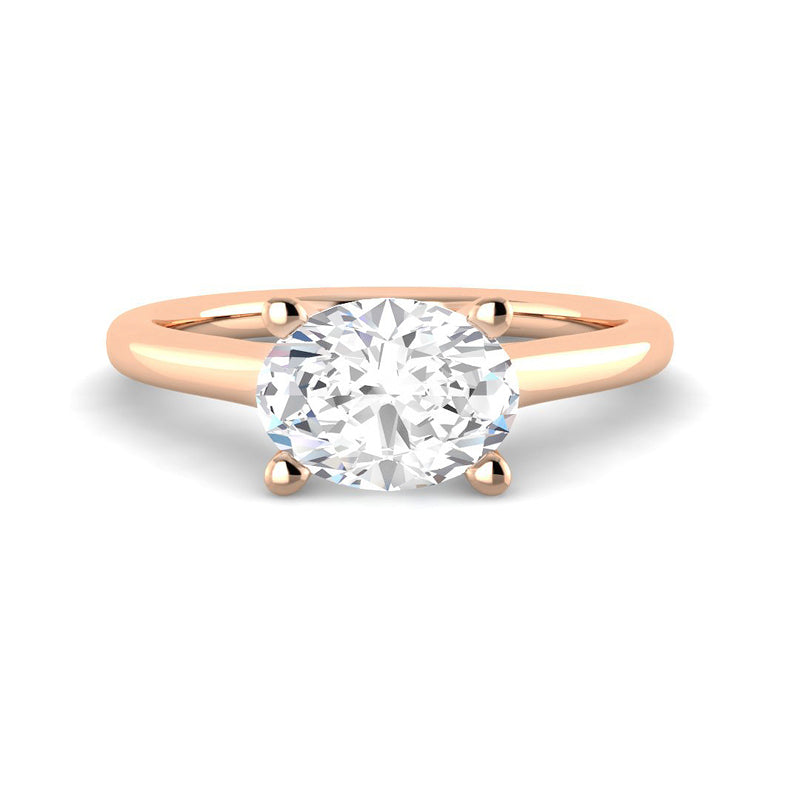 East-West Oval Solitaire (Rose Gold)
