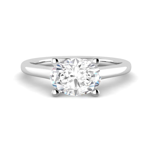 East-West Oval Solitaire (White Gold)