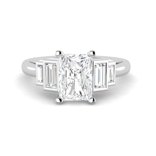 Emerald Cut w. Baguette Side Stones (White Gold)