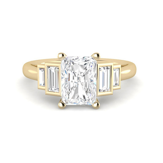 Emerald Cut w. Baguette Side Stones (Yellow Gold)