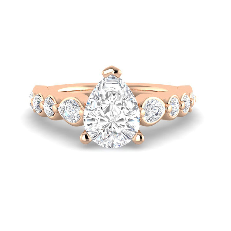 Pear Solitaire Cathedral Bezel Band Setting (Rose Gold)