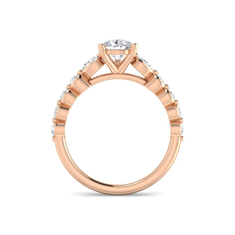 Pear Solitaire Cathedral Bezel Band Setting (Rose Gold)