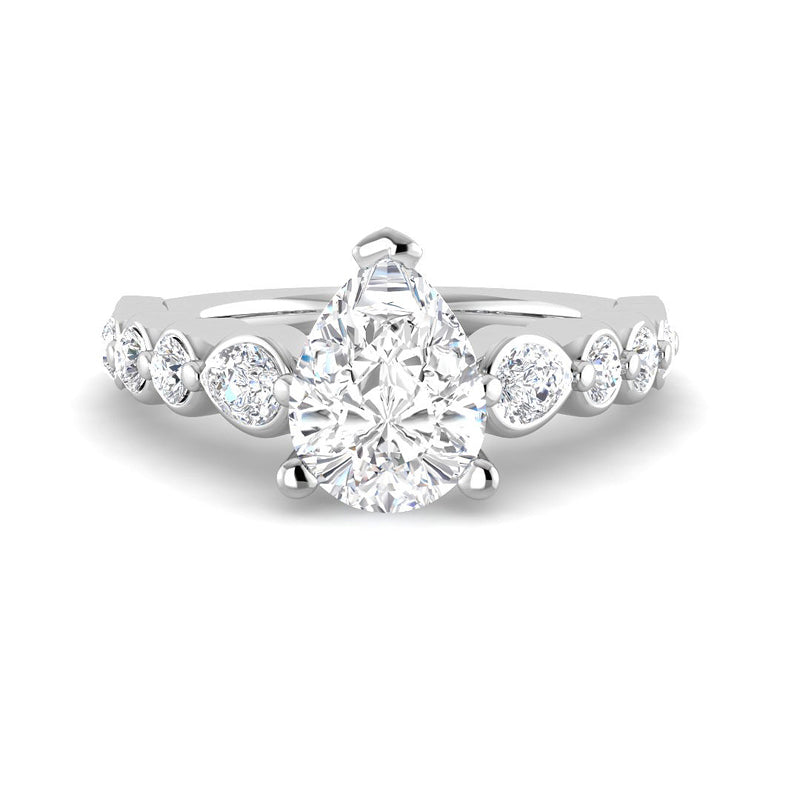 Pear Solitaire Cathedral Bezel Band Setting (White Gold)