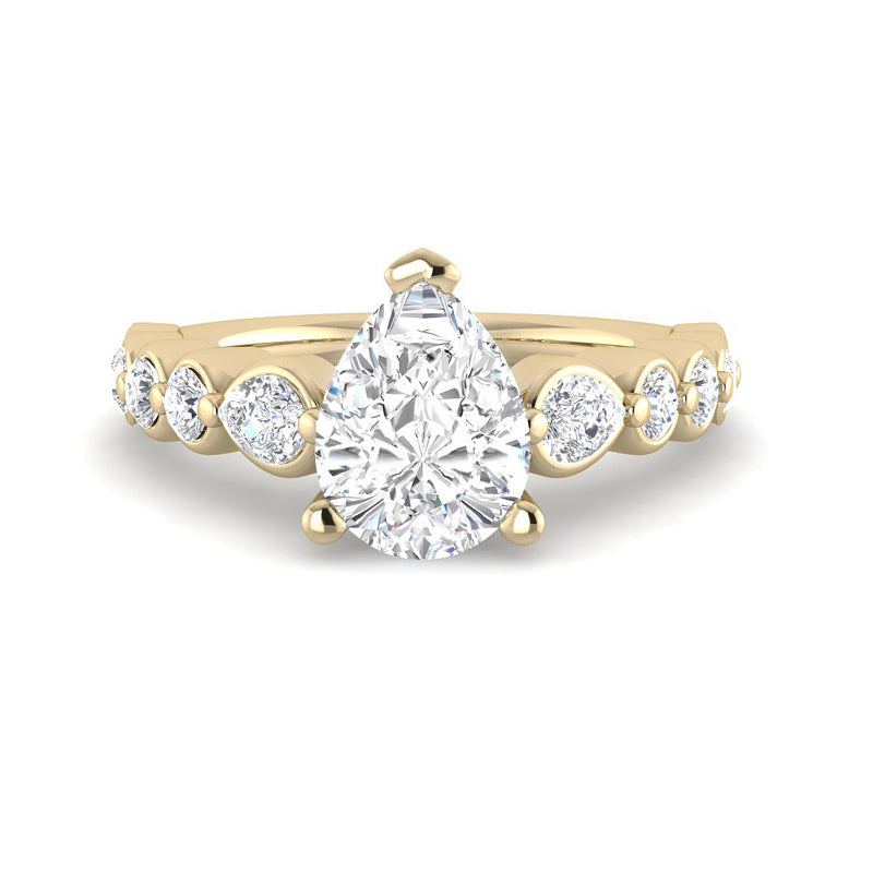 Pear Solitaire Cathedral Bezel Band Setting (Yellow Gold)