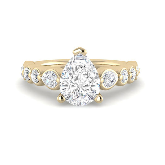 Pear Solitaire Cathedral Bezel Band Setting (Yellow Gold)