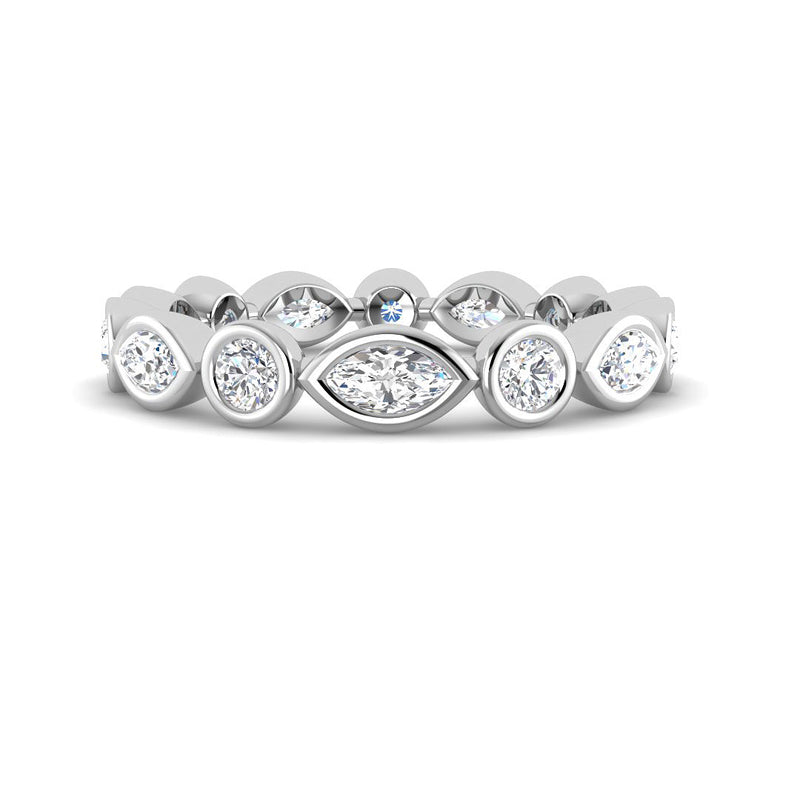 Marquise & Round Bezel Paisley Band (White Gold)
