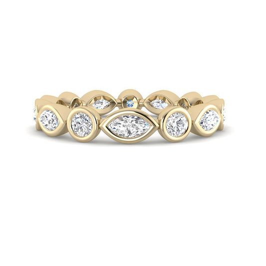 Marquise & Round Bezel Paisley Band (Yellow Gold)