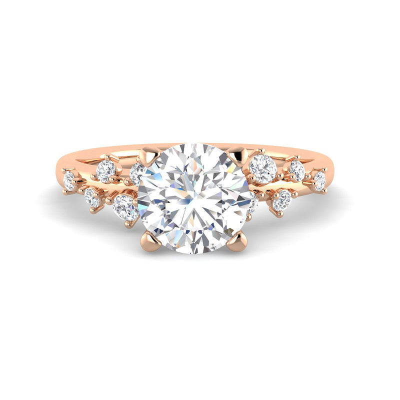 Round Solitaire with Starlight Side Stones (Rose Gold)
