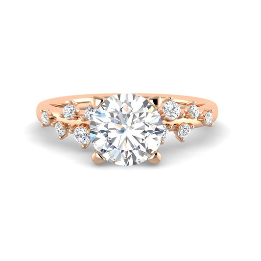 Round Solitaire with Starlight Side Stones (Rose Gold)
