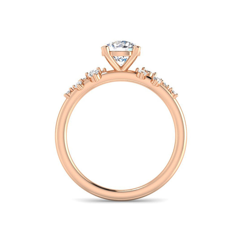 Round Solitaire with Starlight Side Stones (Rose Gold)