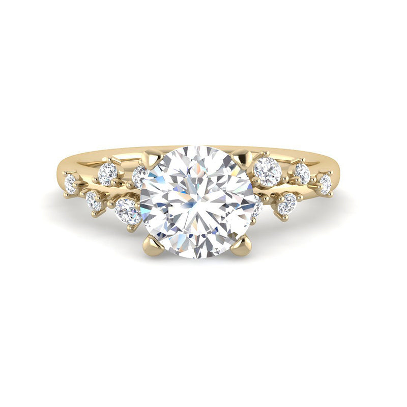 Round Solitaire with Starlight Side Stones (Yellow Gold)