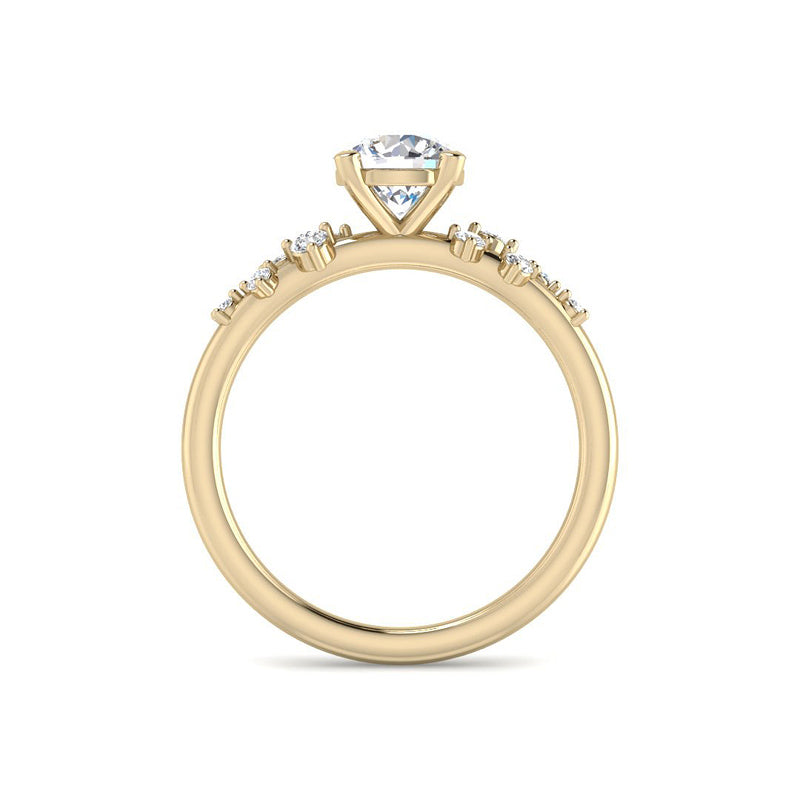 Round Solitaire with Starlight Side Stones (Yellow Gold)