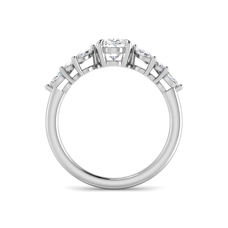 Oval Solitaire with Marquise Diamond Accents (White Gold)