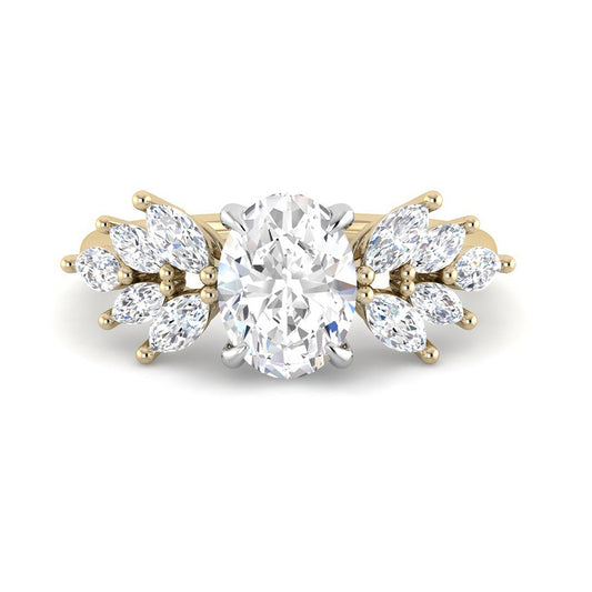 Oval Solitaire with Marquise Diamond Accents (Yellow Gold)