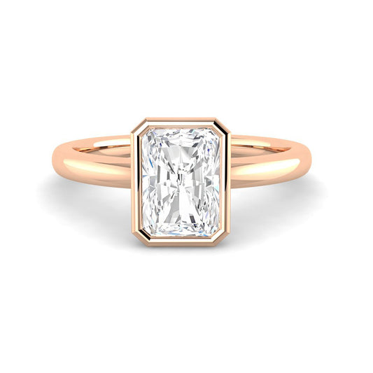 Emerald Cut Bezel Solitaire (Rose Gold)