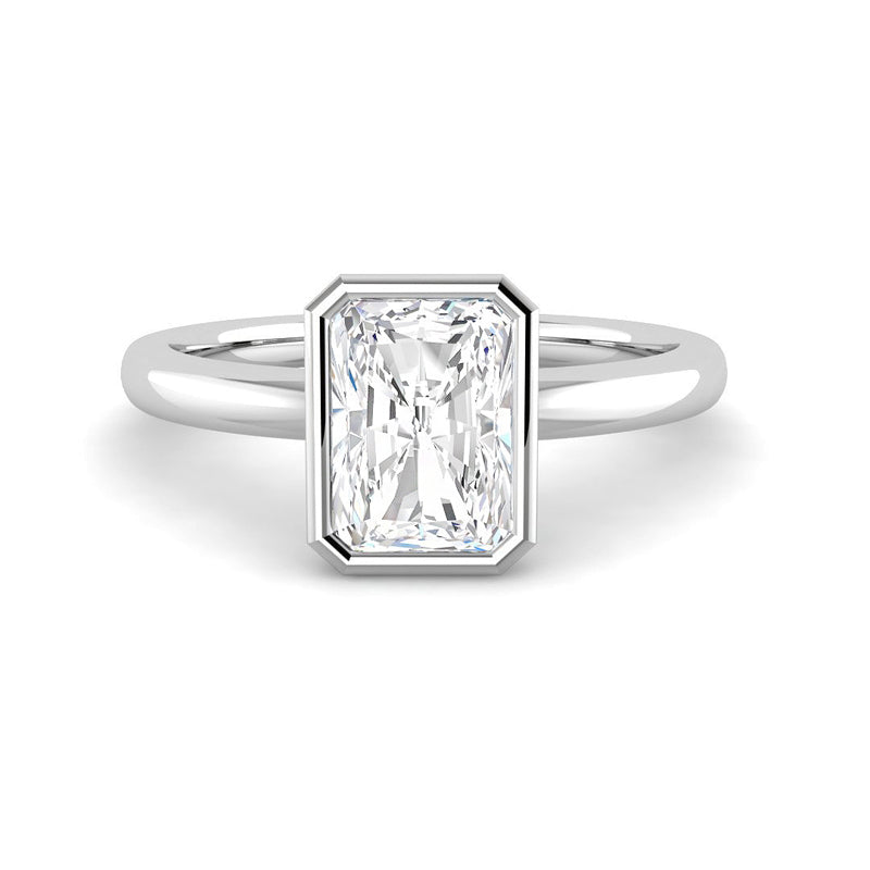 Emerald Cut Bezel Solitaire (White Gold)