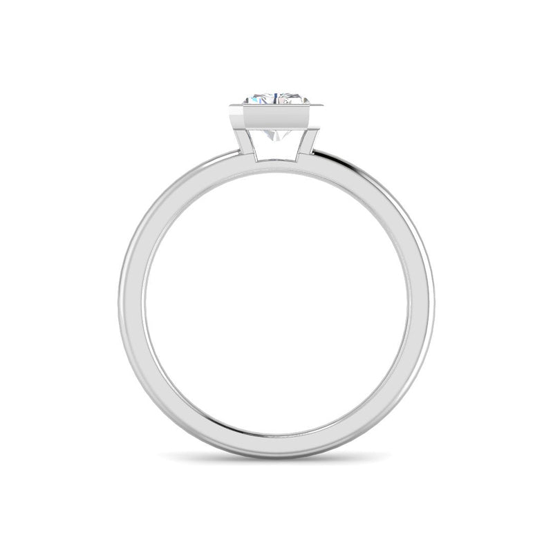 Emerald Cut Bezel Solitaire (White Gold)