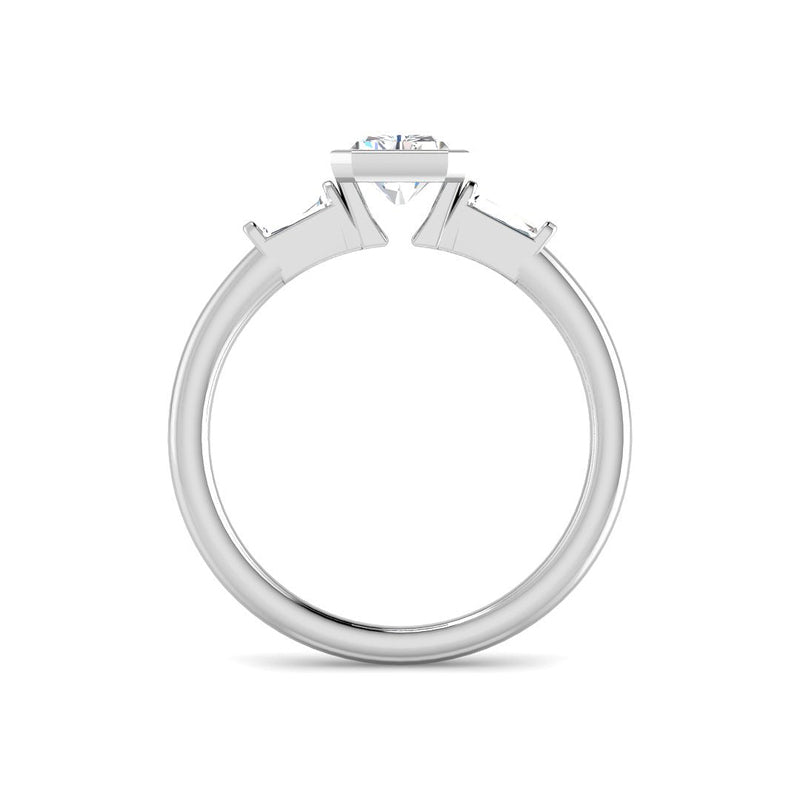 Emerald Cut Bezel w. Baguette Sides (White Gold)