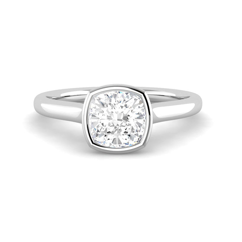 Cushion Solitaire Bezel Setting (White Gold)