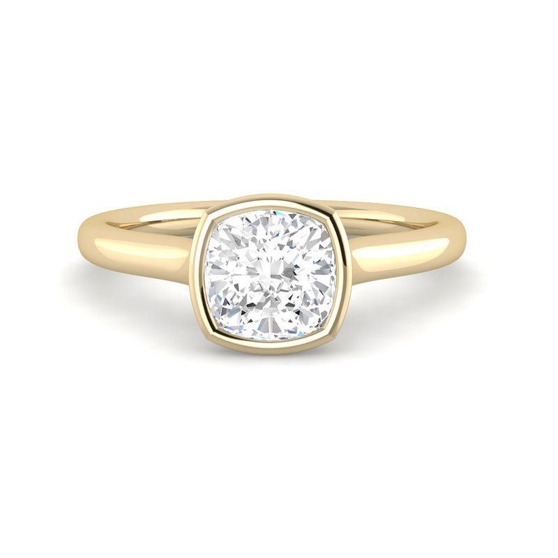 Cushion Solitaire Bezel Setting (Yellow Gold)