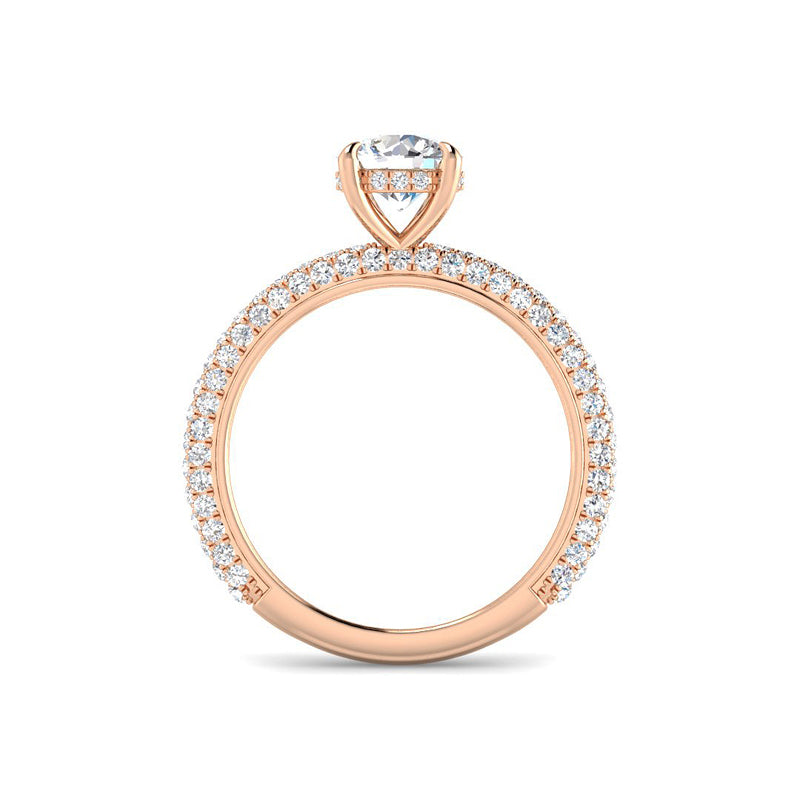 Round Solitaire with Pavé Diamond Band (Rose Gold)