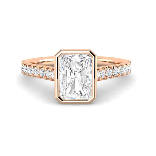 Emerald Cut Bezel w. Diamond Band (Rose Gold)
