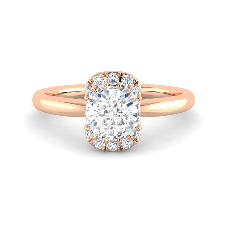Cushion Solitaire Half-Moon Halo Setting (Rose Gold)