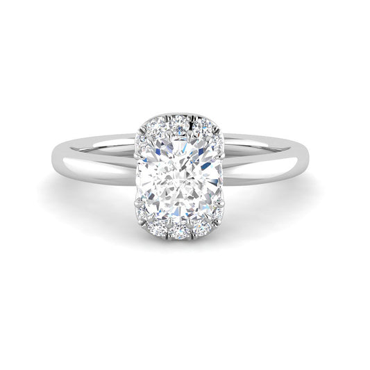 Cushion Solitaire Half-Moon Halo Setting (White Gold)