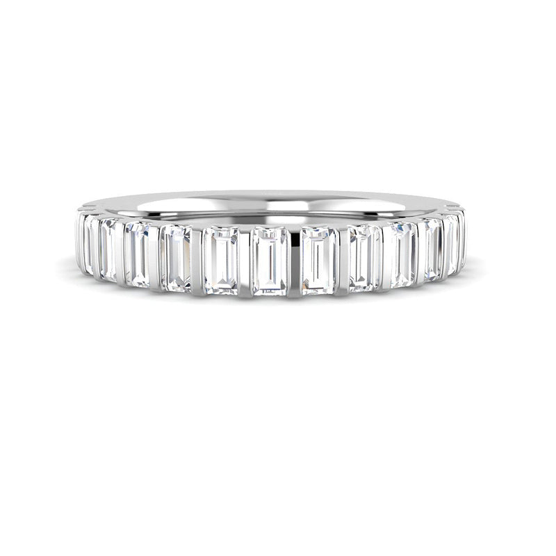 Straight Baguette Half Eternity Band (White Gold)