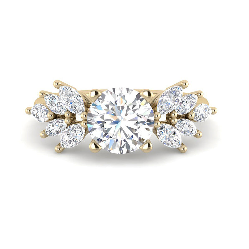 Round Solitaire w. Starlight Cluster (Yellow Gold)