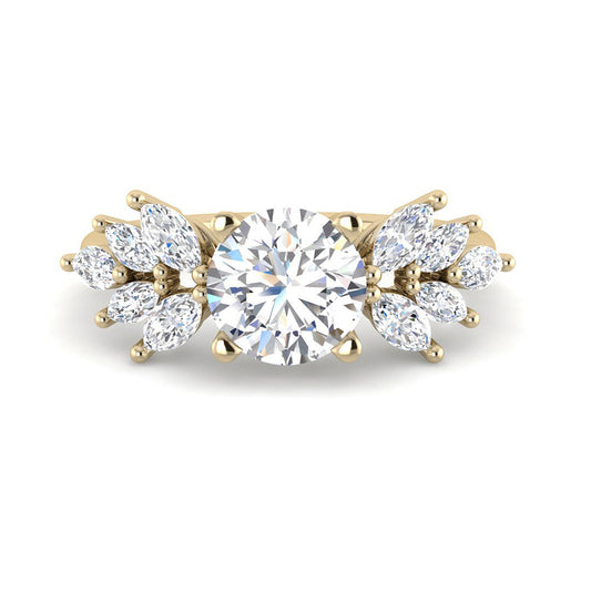 Round Solitaire w. Starlight Cluster (Yellow Gold)