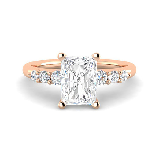 Emerald Cut w. Graduated Round Side Stones (Rose Gold)