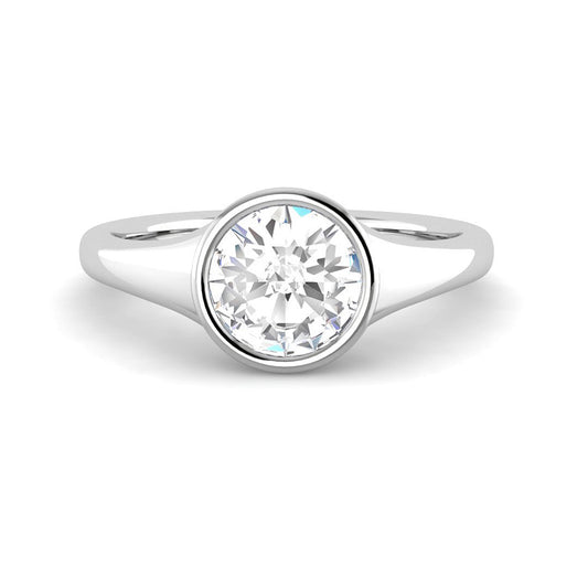 Rose Cut Solitaire Bathtub Bezel Setting (White Gold)