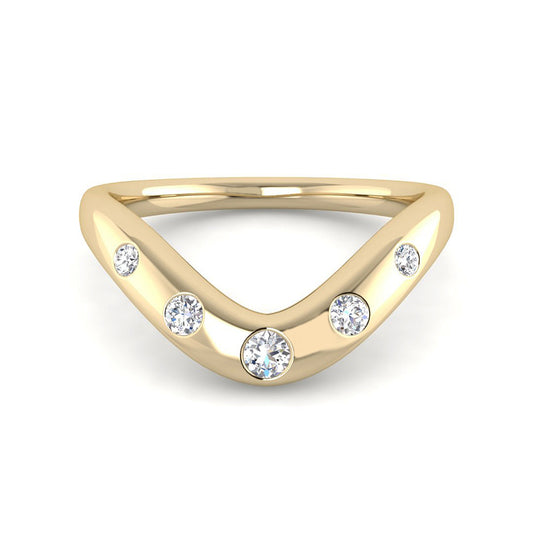Curved Diamond Wedding Band (Yellow Gold)