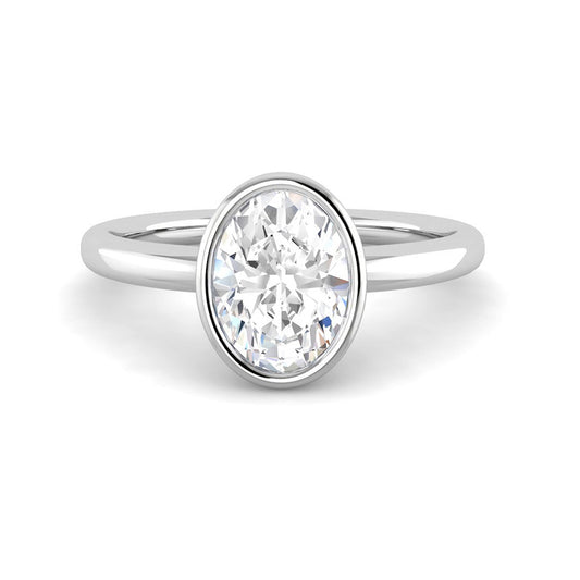 Bezel-set Oval Solitaire (White Gold)