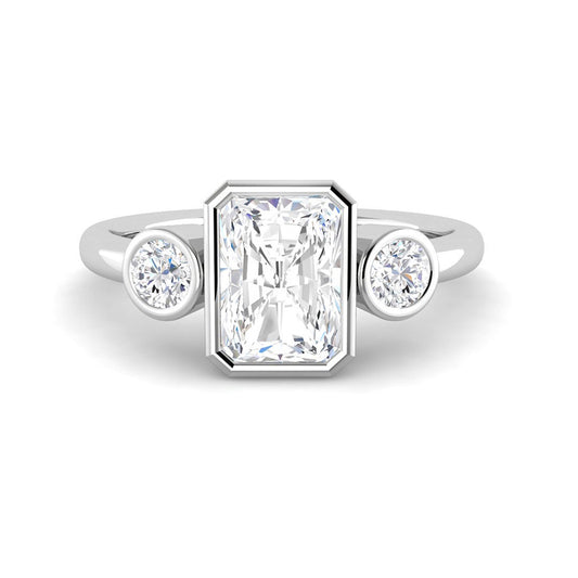 Emerald Cut Trilogy Bezel (White Gold)