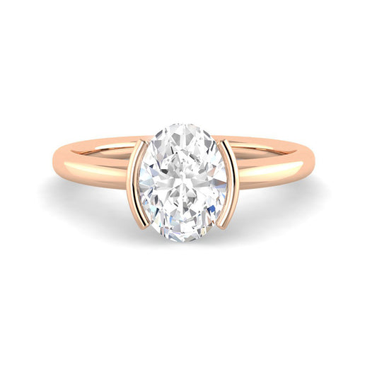 Open Bezel-set Oval Solitaire (Rose Gold)