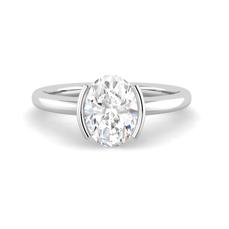 Open Bezel-set Oval Solitaire (White Gold)