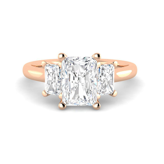 Emerald Cut Trilogy w. Emerald Side Stones (Rose Gold)