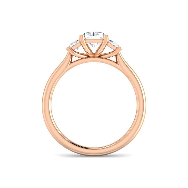 Emerald Cut Trilogy w. Emerald Side Stones (Rose Gold)
