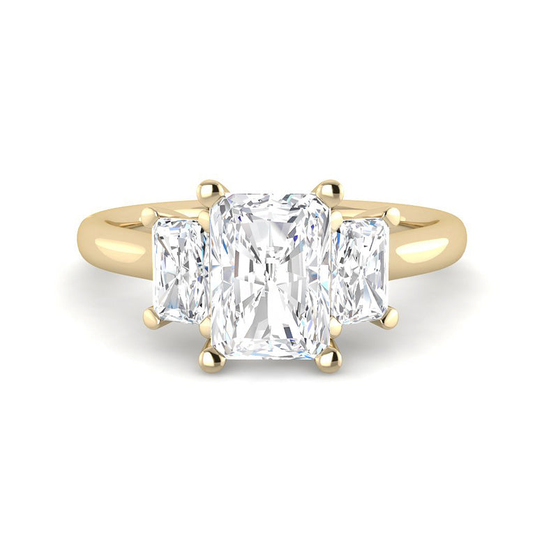 Emerald Cut Trilogy w. Emerald Side Stones (Yellow Gold)