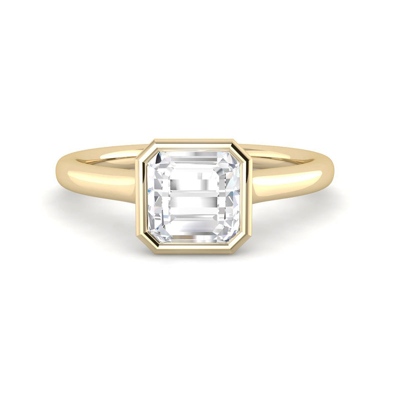 Asscher Solitaire Bezel Cathedral Setting (Yellow Gold)